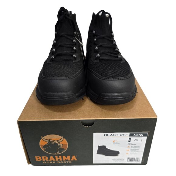 Brahma Steel Toe Work Shoes Slip Resistant Mens SZ 7.5 Black Blast Off Enduropro - Picture 8 of 9